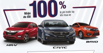 Honda ưu đãi 100% thuế trước bạ cho khách hàng mua Honda Brio, Honda Civic, Honda HR-V trong tháng 12/2021. Chi tiết liên hệ đại lý Honda Ô tô Khánh Hòa - Nha Trang | 0905 069 259